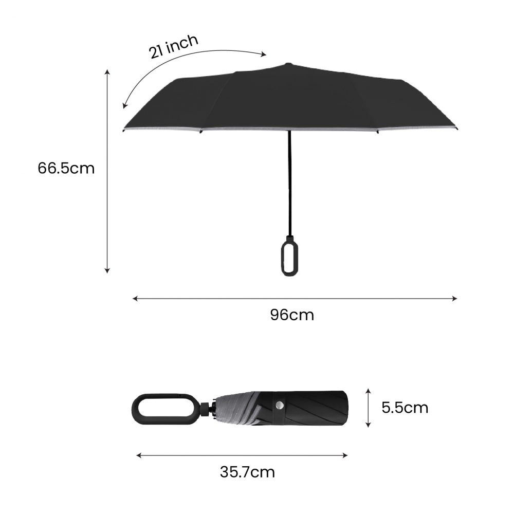 21" DUO Double Ribs 8 Panel Coated Foldable Umbrella 08